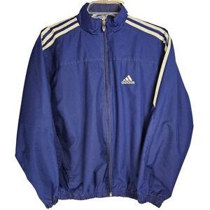 Boys Adidas Track Jacket Blue White 3 Stripe Logo Size Large (14/16)